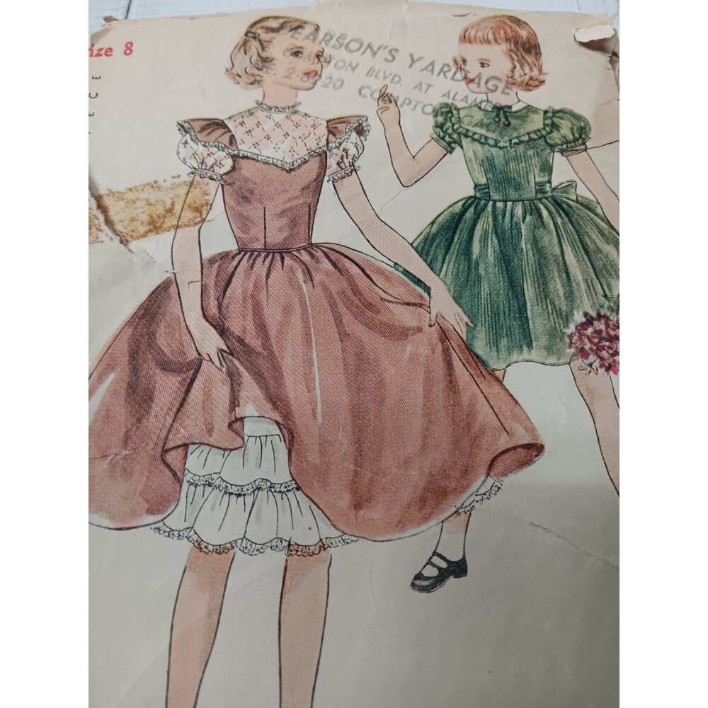 Vintage Simplicity 3964 1940s Size 8 Girls Party Dress (Cut)